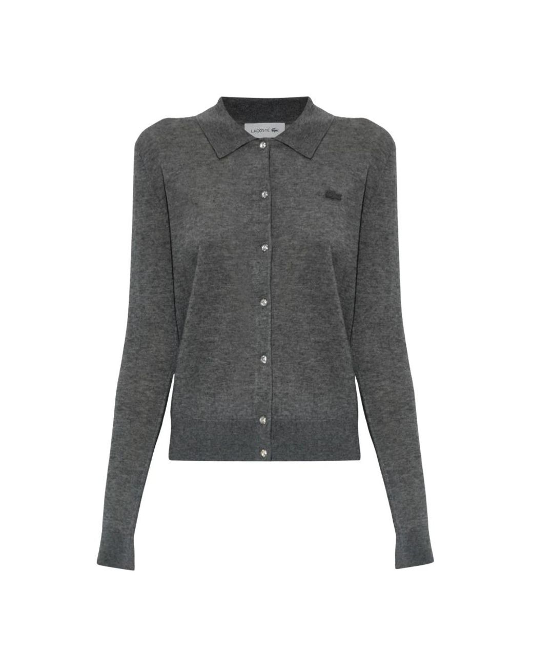 Lacoste Gray Cardigan Mit Logo-Patch