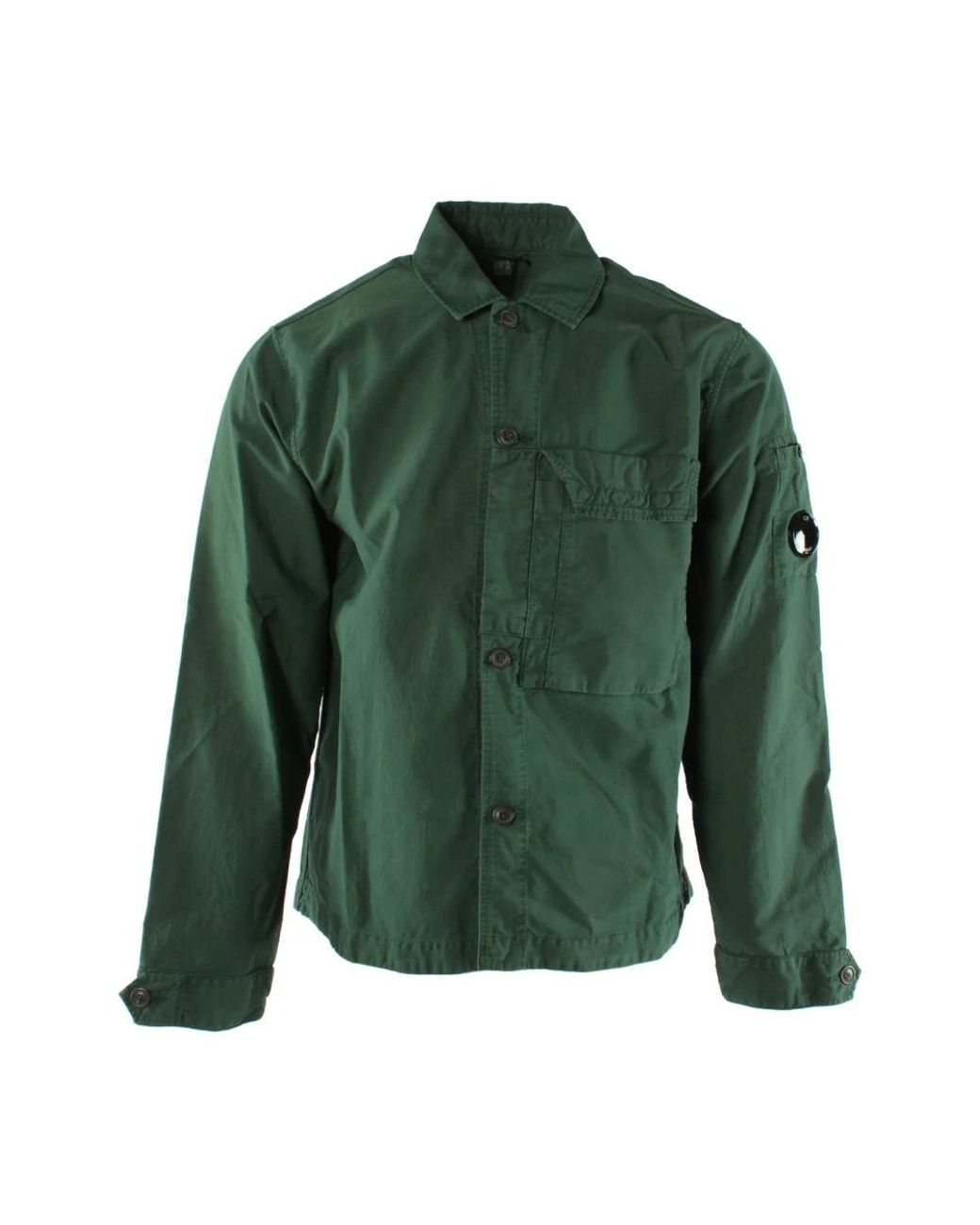 C P Company Green Cotton Ottoman Overshirt Jacket for men