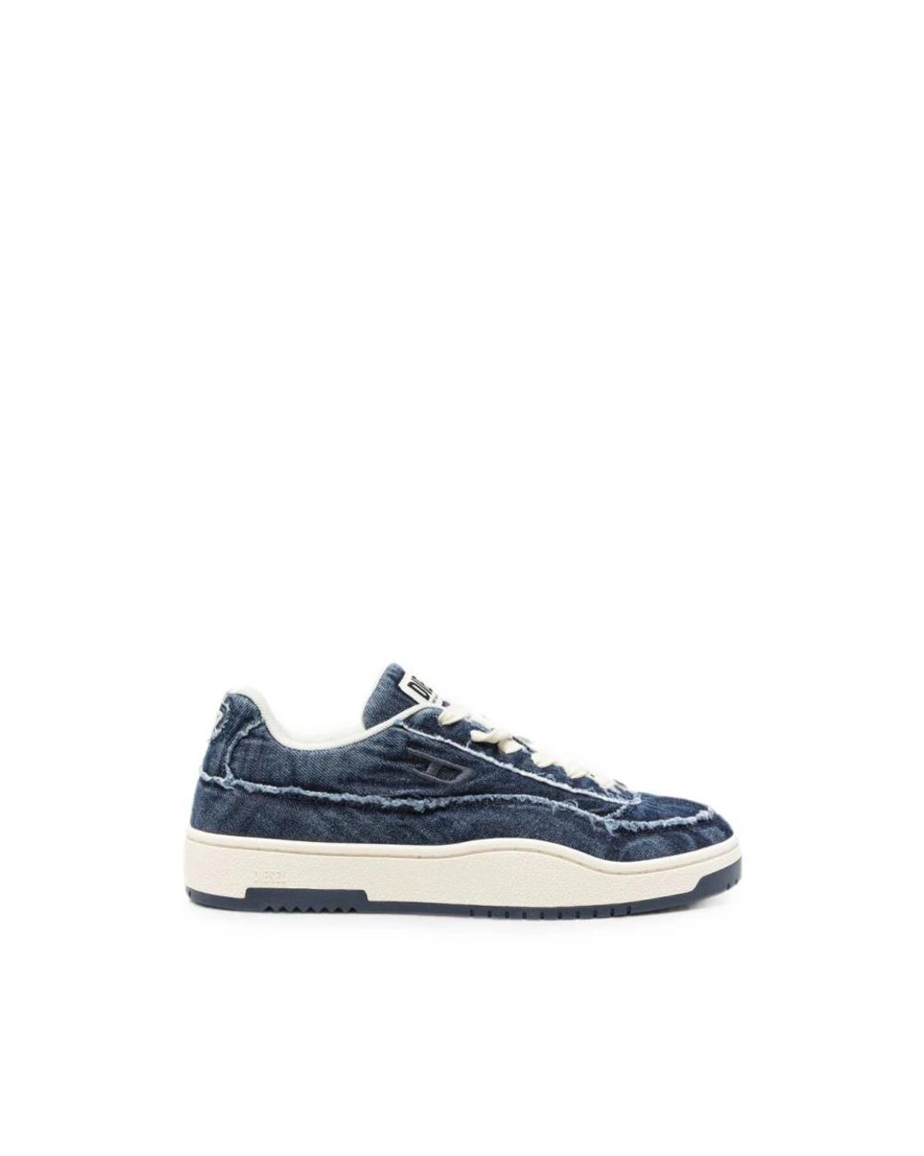 DIESEL Blue Distressed Denim Sneakers for men