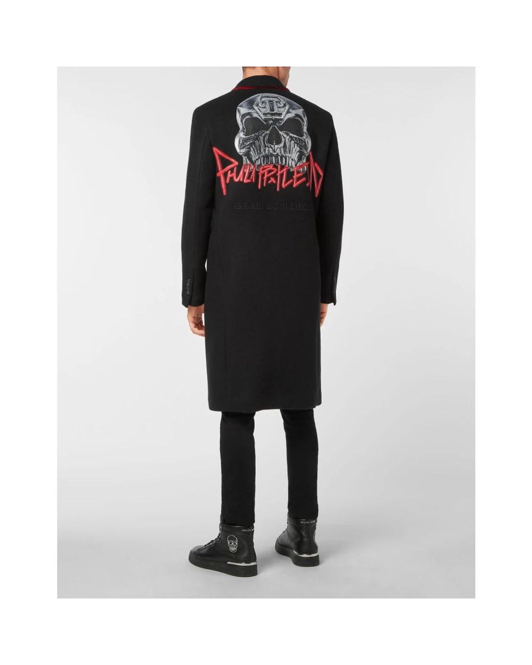 Single-Breasted Coats Philipp Plein de hombre de color Black
