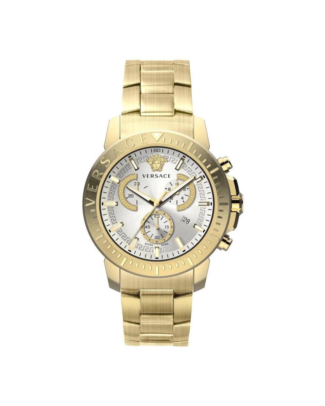 Versace Accessoires ,Geel ,New Chrono 45Mm Chronograaf in het Metallic voor heren
