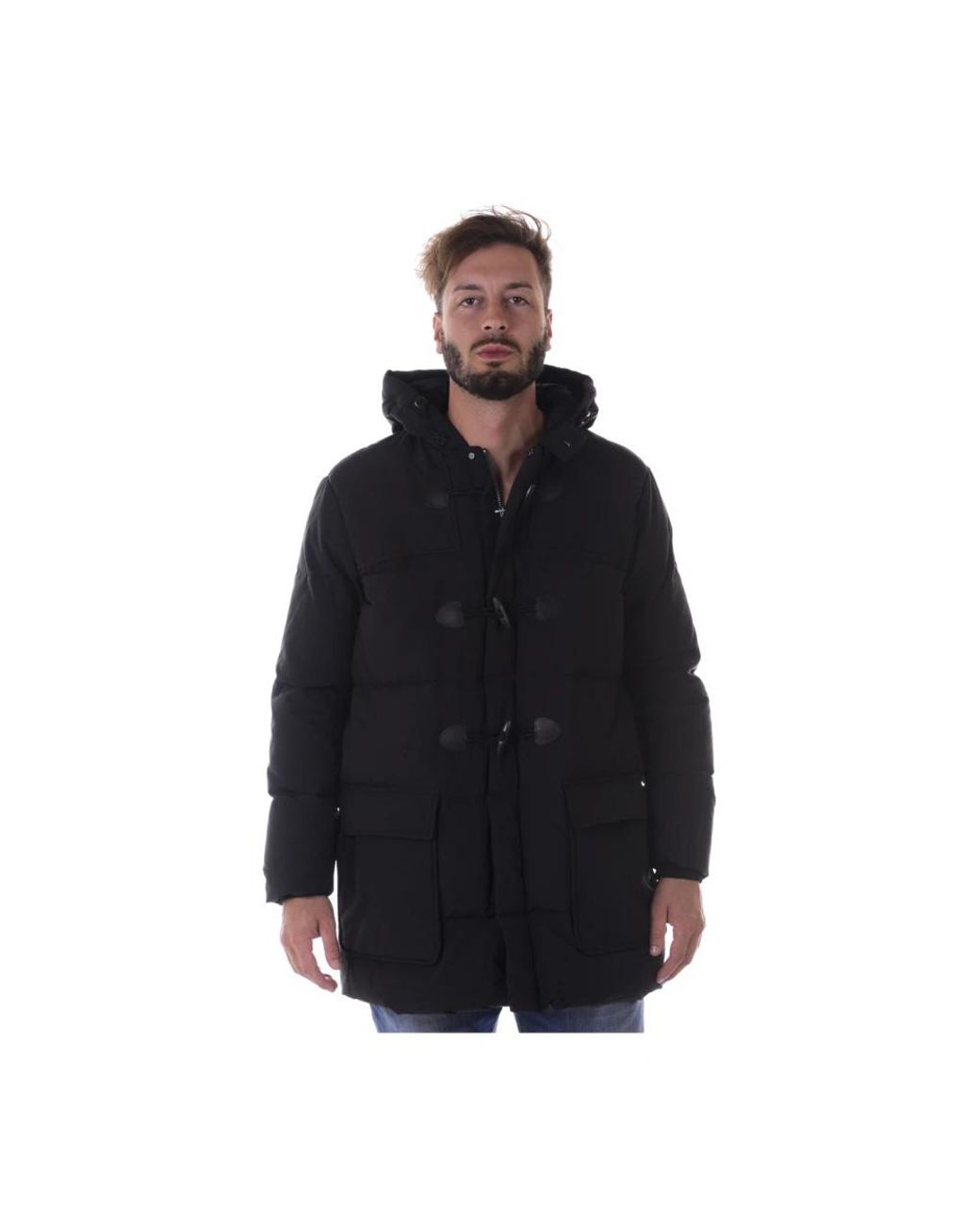 Armani Jeans Hooded Down Jacket in het Black voor heren