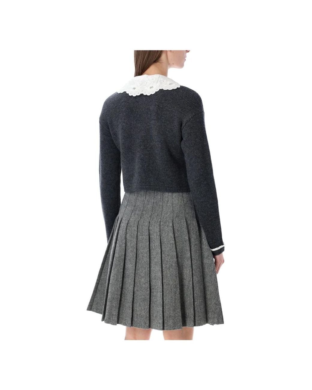 Self-Portrait Truien & Vesten ,Grijs ,Katoen Lace Collar Cardigan in het Black