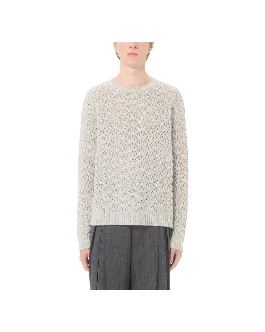 Valentino Gray Round-Neck Knitwear for men