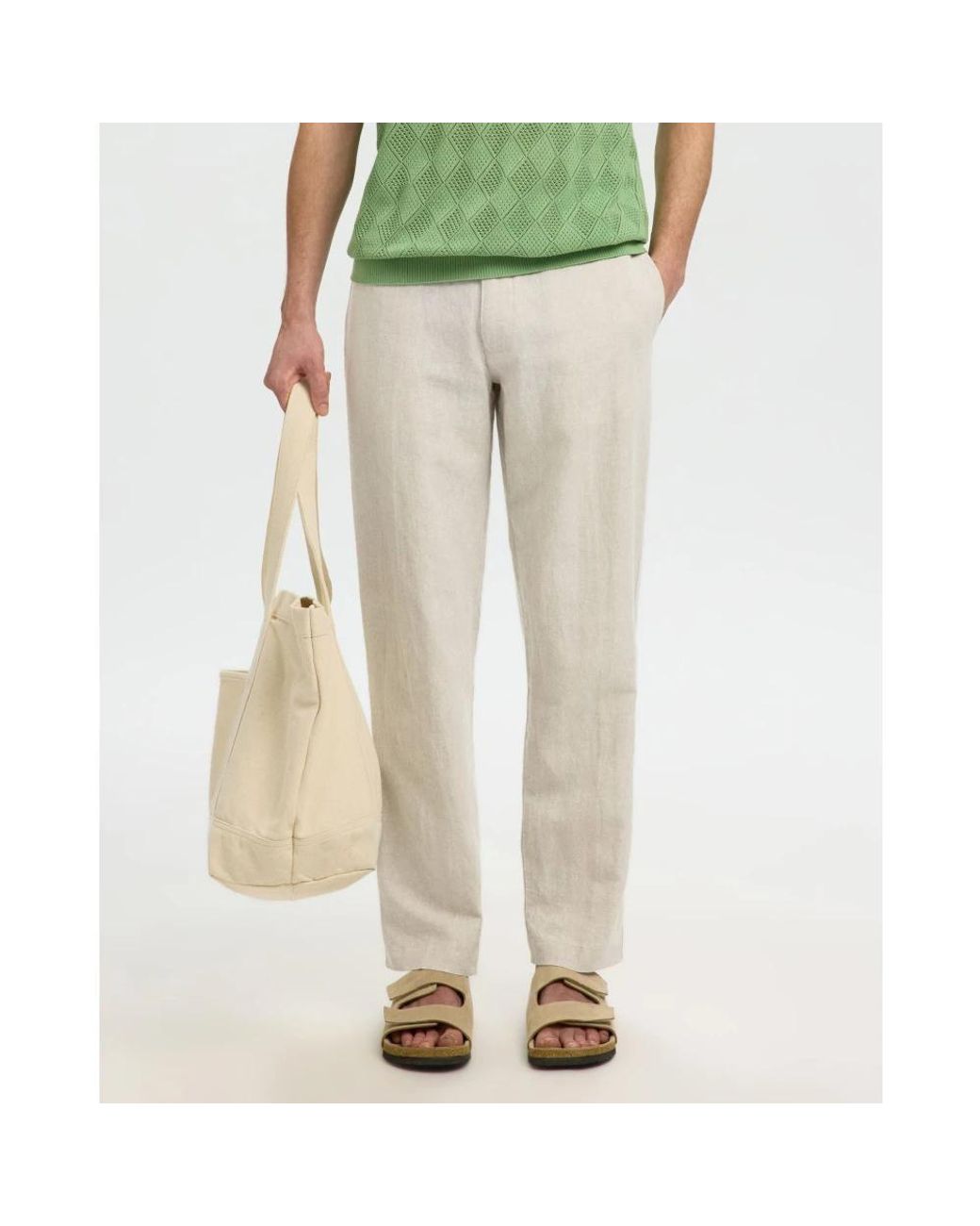 Straight Trousers SELECTED de hombre de color Natural