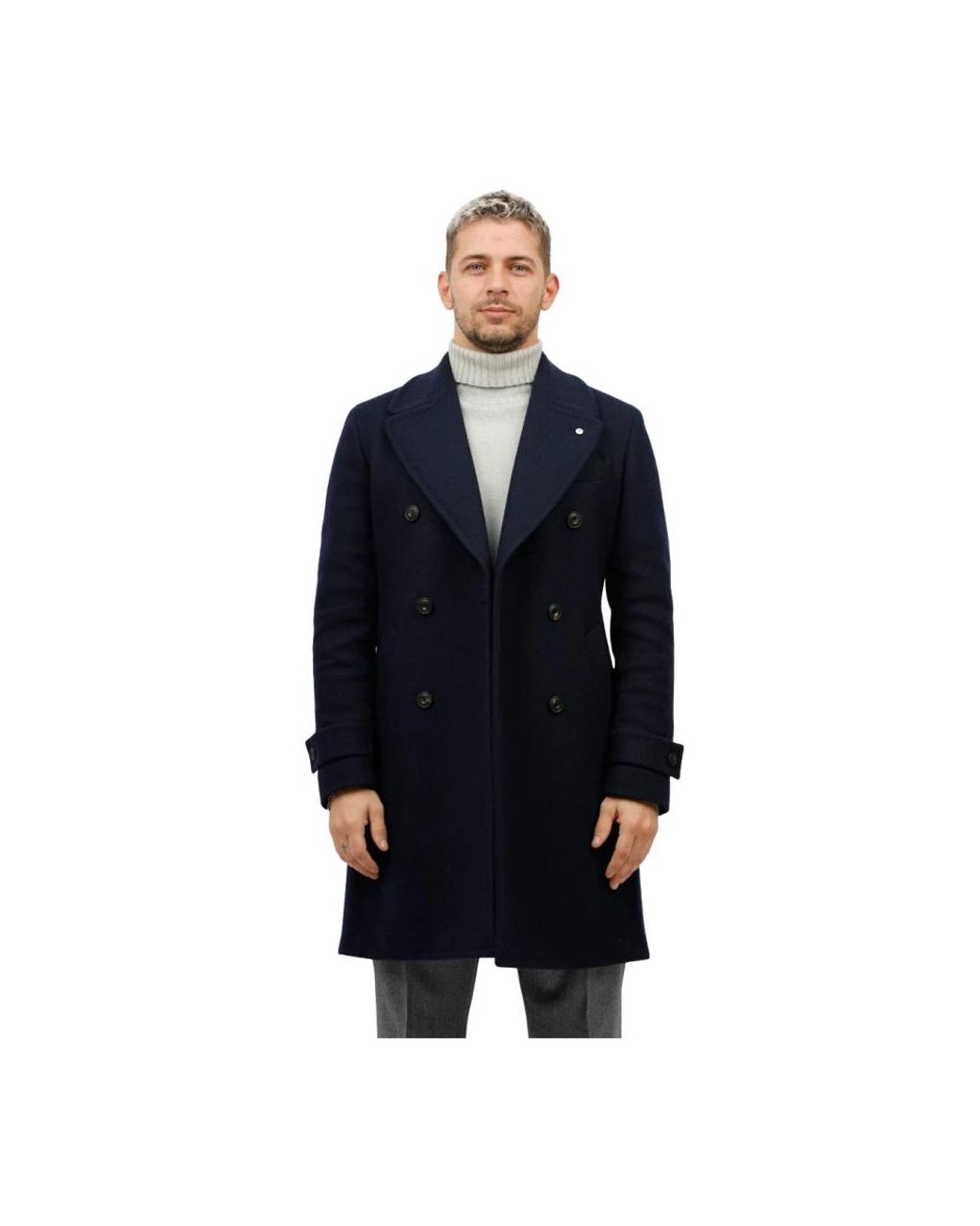 L.b.m. 1911 Blue Double-Breasted Coats for men