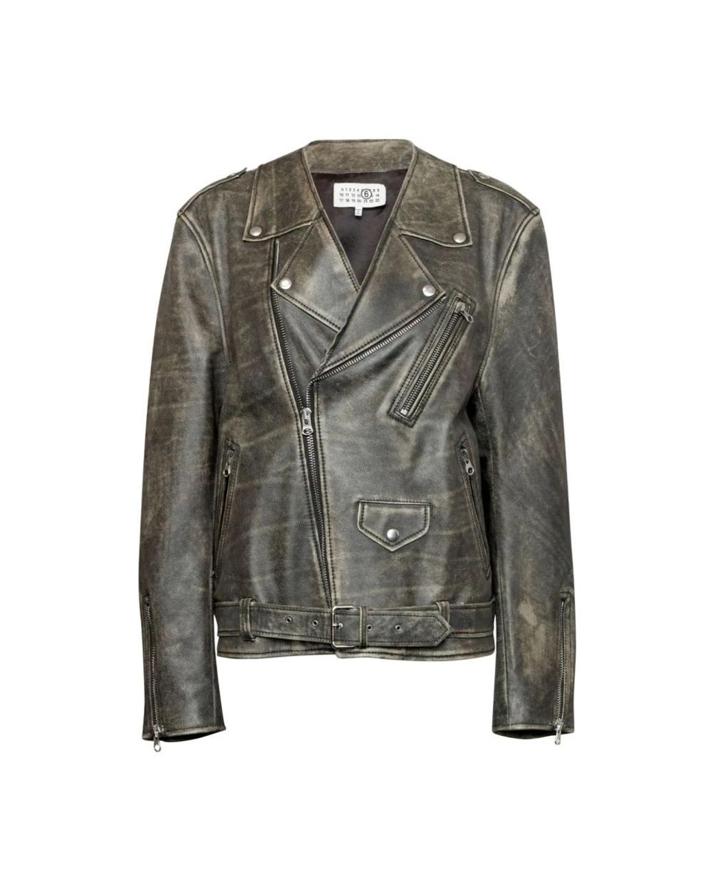 MM6 by Maison Margiela Green Leather Jackets