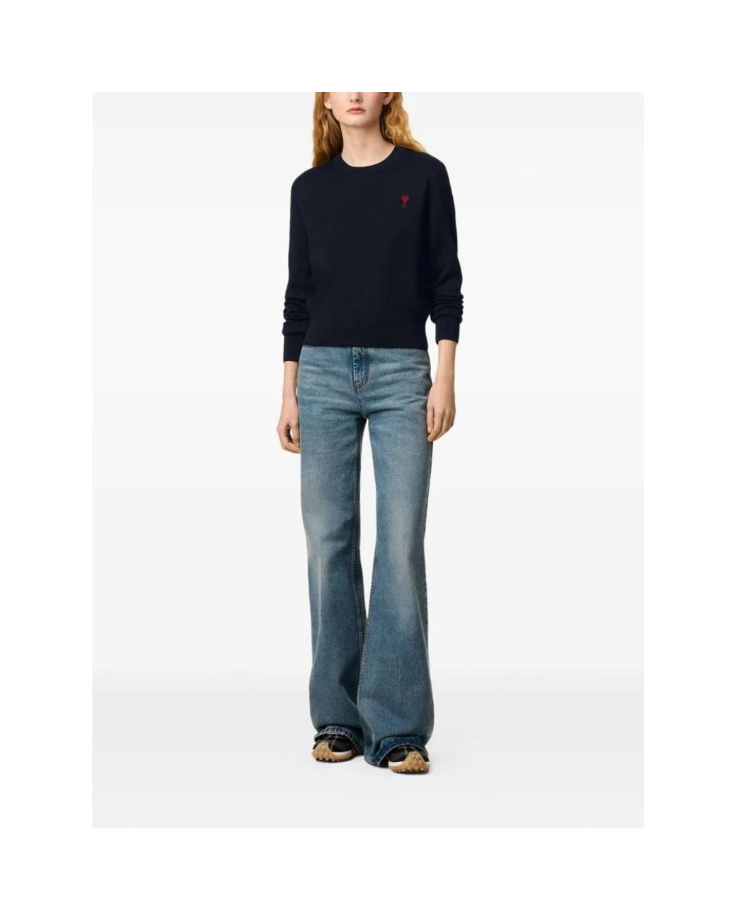 AMI Blue Round-Neck Knitwear