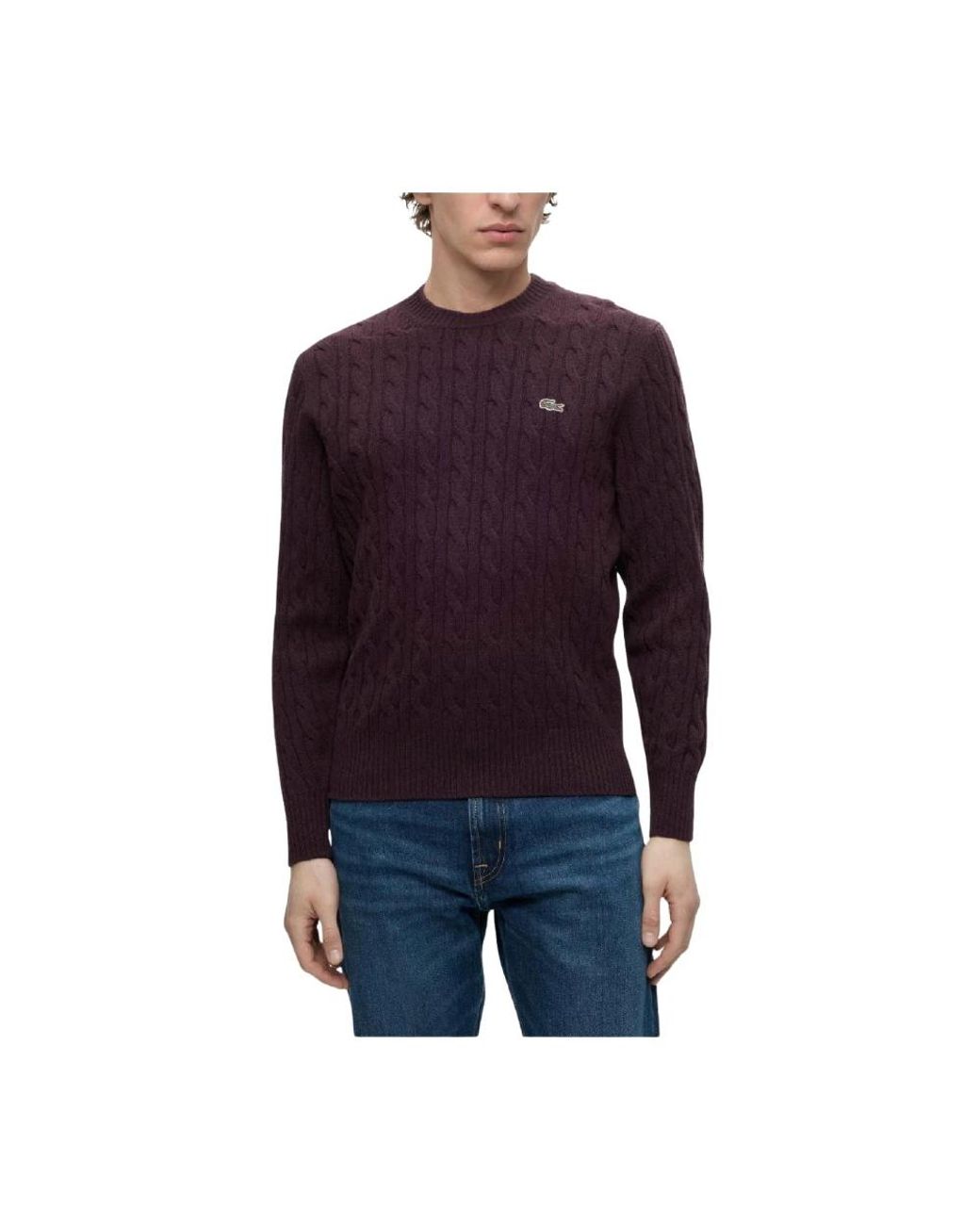 Round-Neck Knitwear Lacoste de hombre de color Purple
