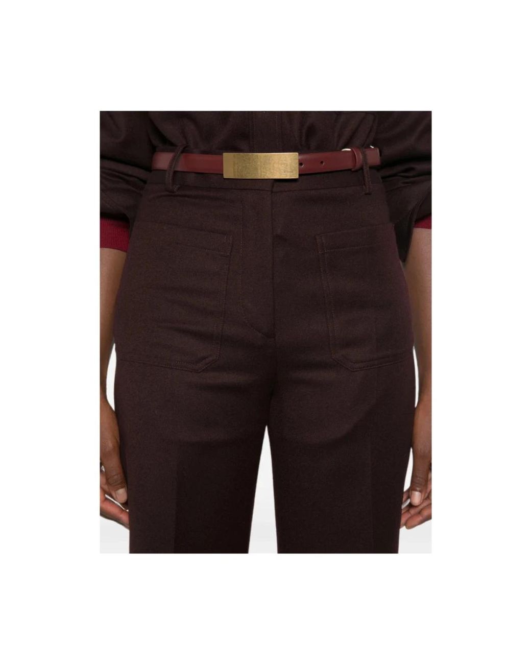 Victoria Beckham Red Wide Trousers