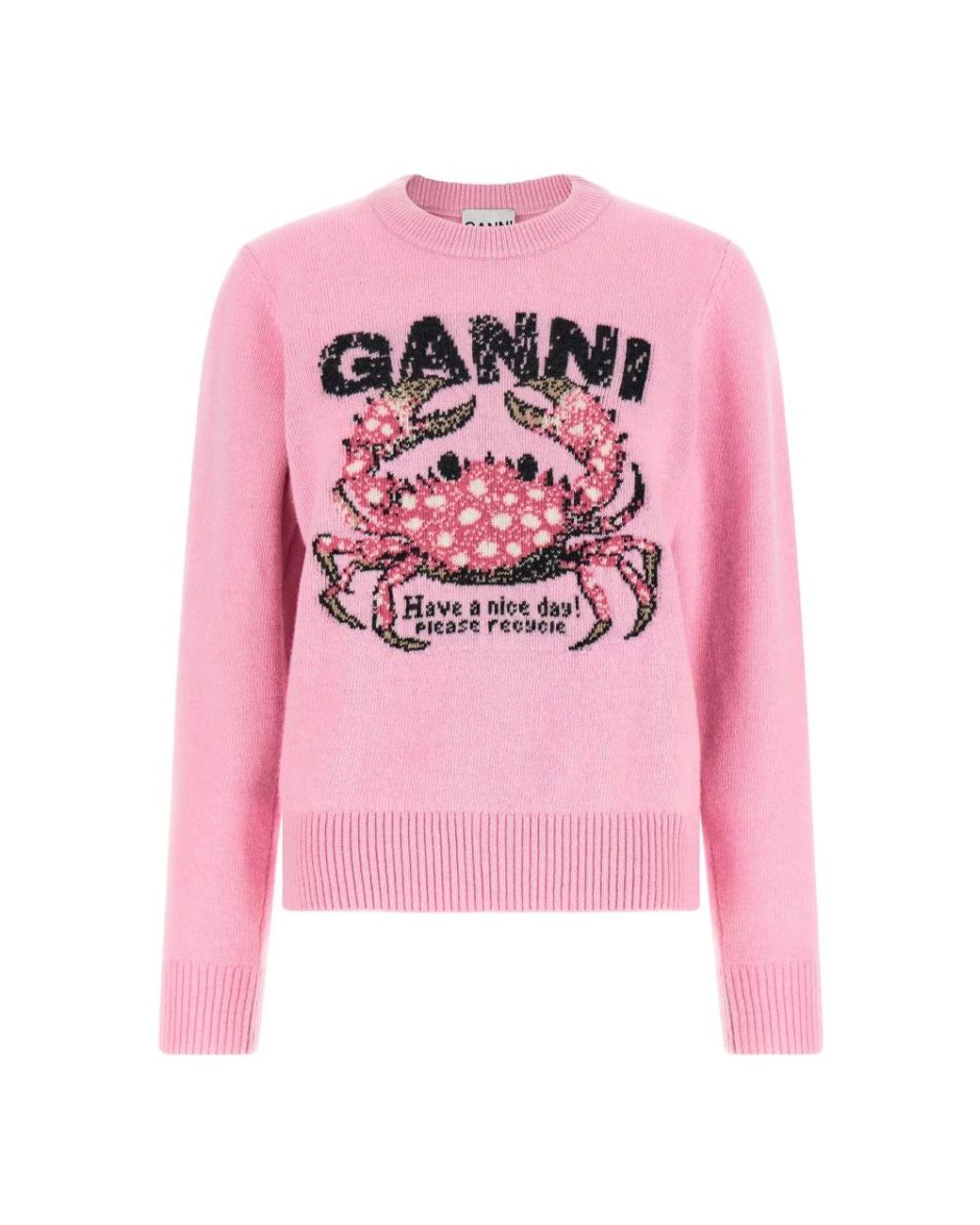 Ganni Pink Round-Neck Knitwear