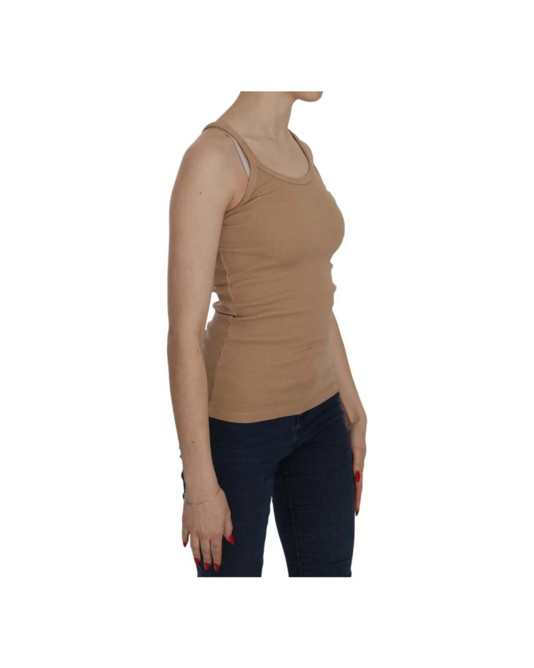 Pink Memories Brown Sleeveless Tops