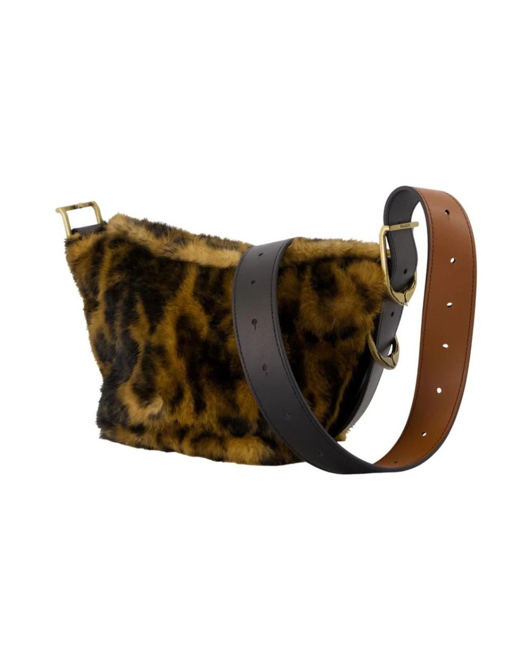 Zadig & Voltaire Black Leopard Print Faux Fur Crossbody Bag