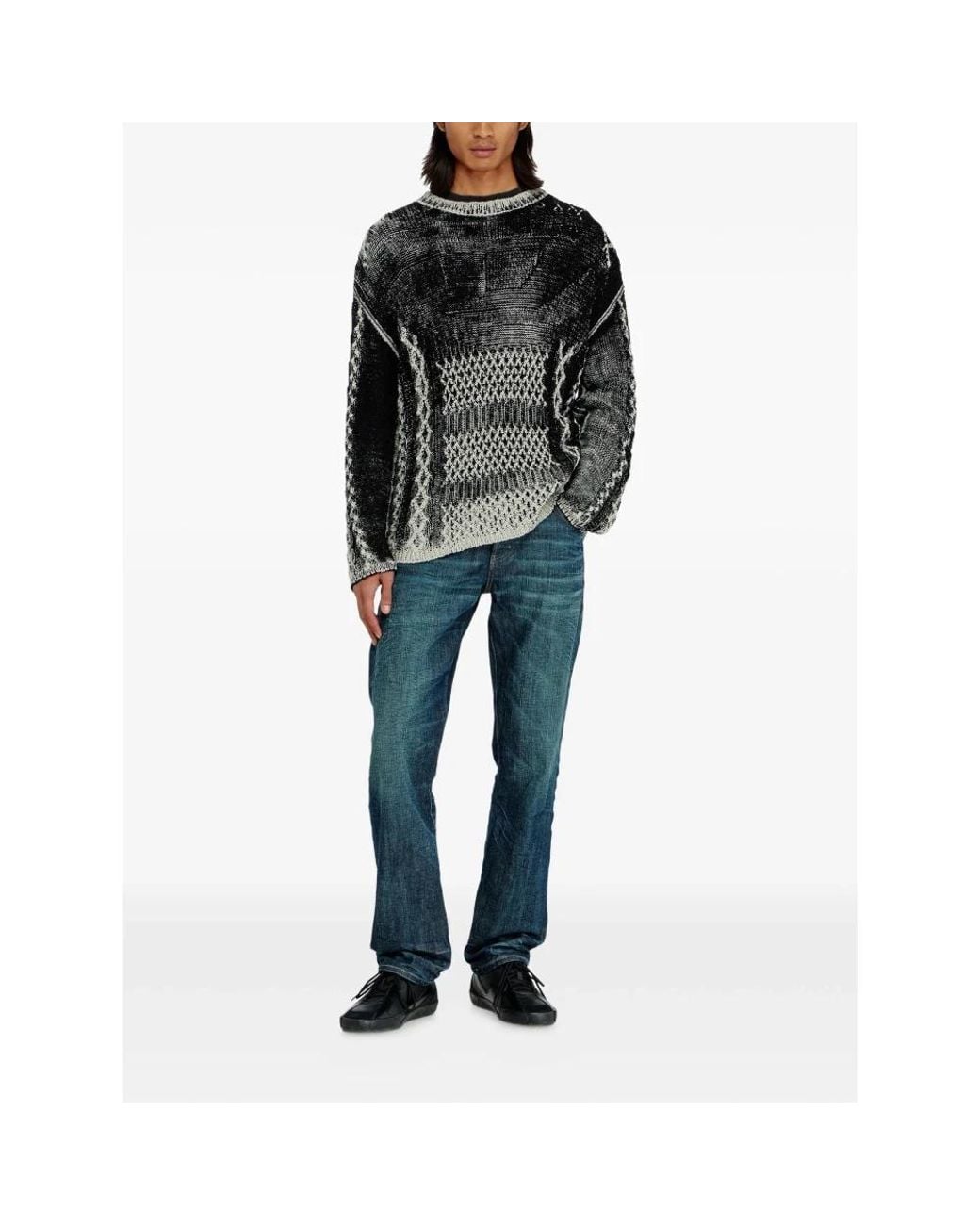 DIESEL Black Round-Neck Knitwear for men