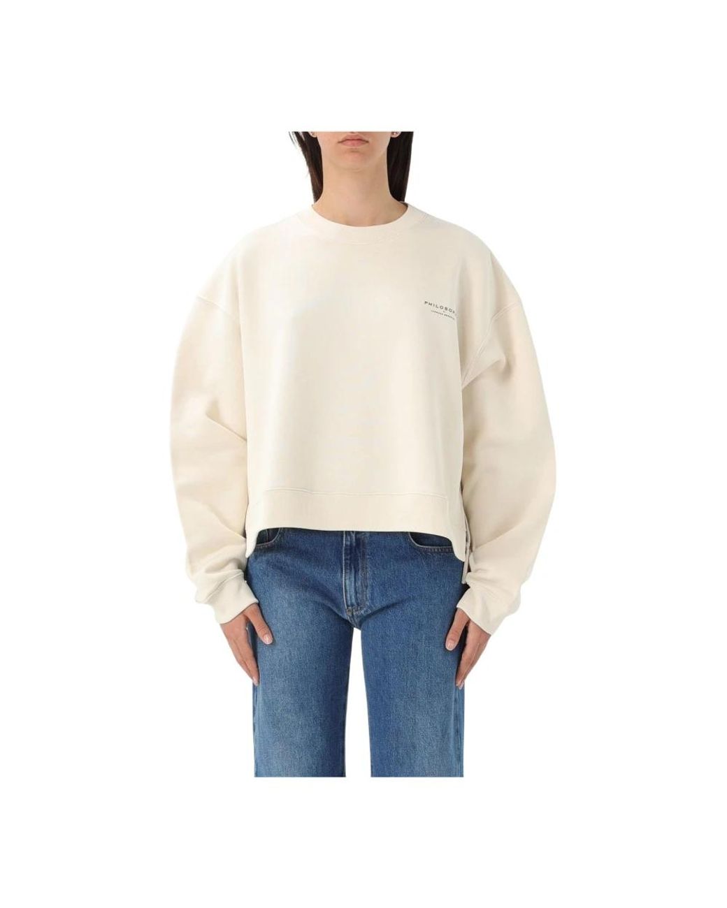 その他 PHILOSOPHY DI LORENZO SERAFINI REGULAR FIT SWEATSHIRT Cropped Off the Shoulder Sweatshirt by Philosophy di Lorenzo