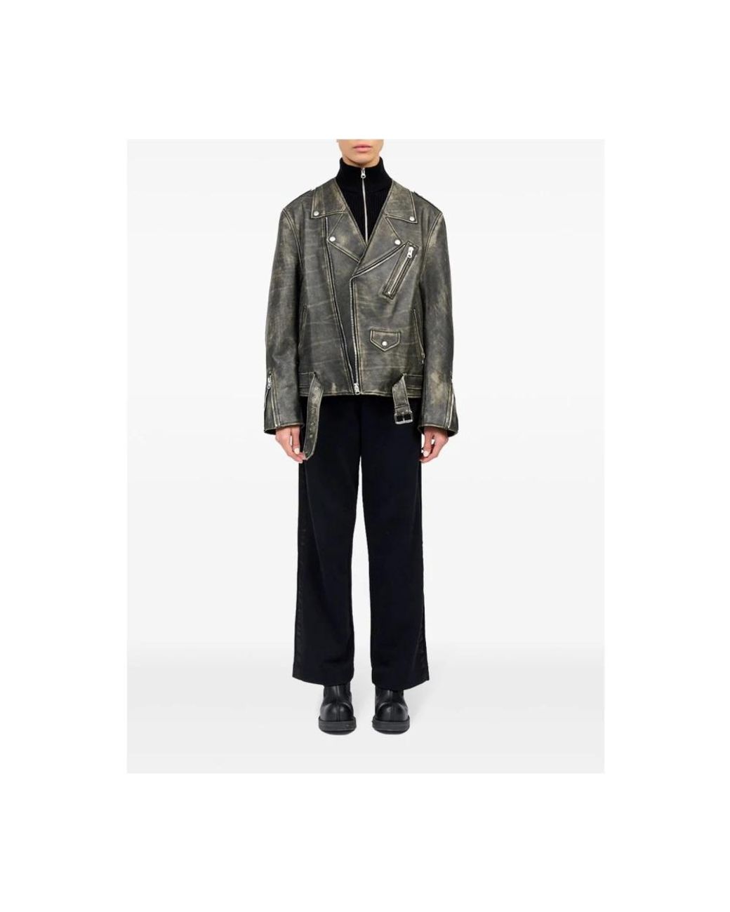 MM6 by Maison Margiela Green Leather Jackets