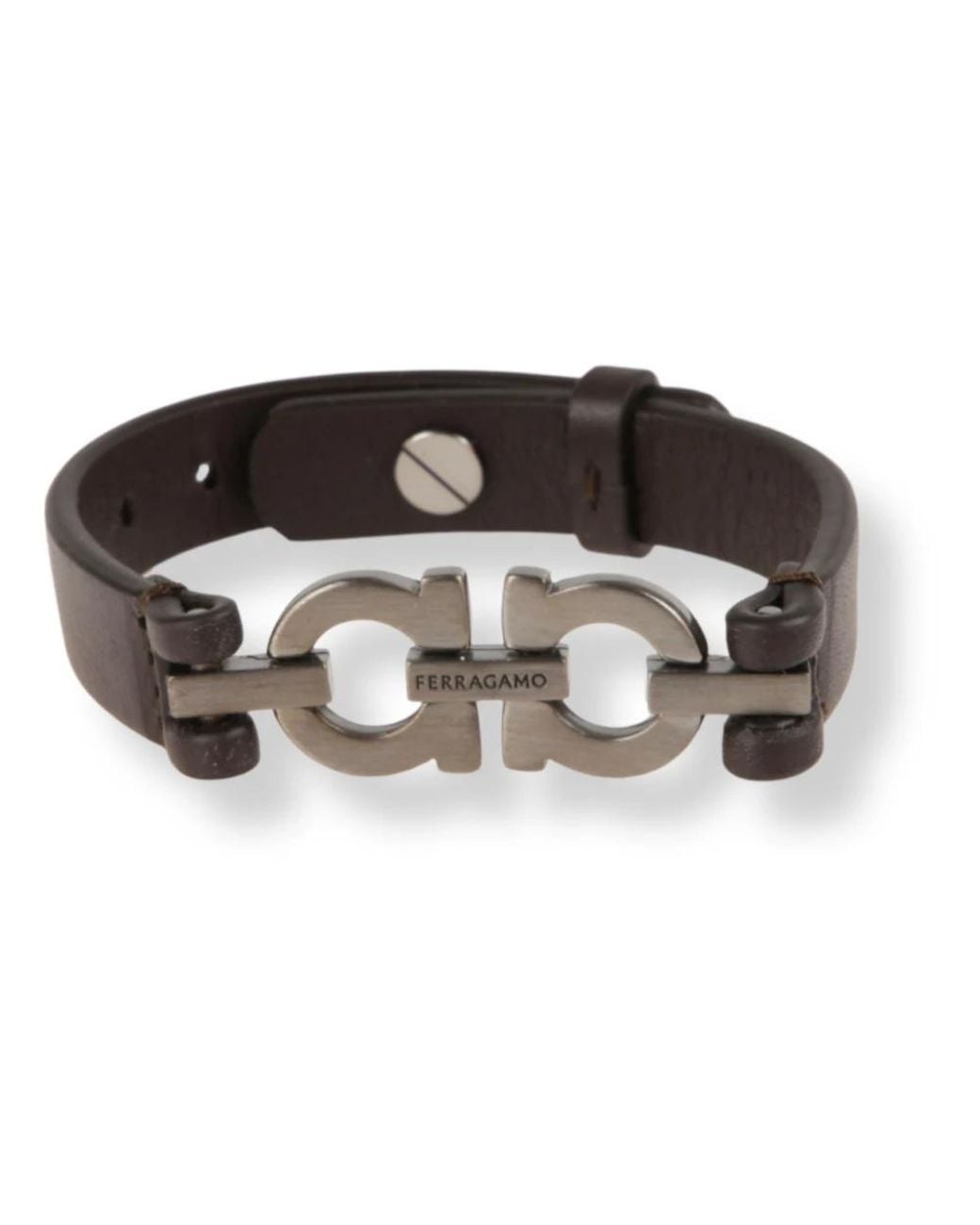 Ferragamo Accessoires ,Bruin ,Leer Double Gancini Armband in het Brown voor heren