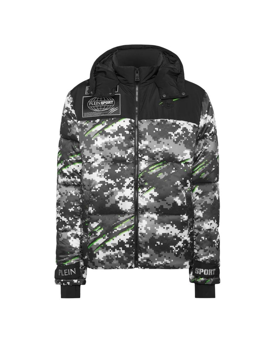 Philipp Plein Nylon Puffer Jacket Pixel in het Black voor heren