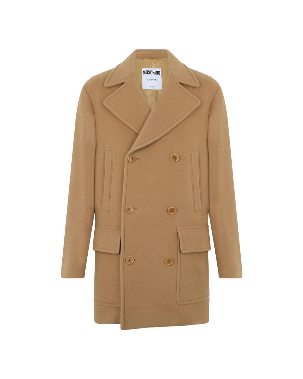 Moschino Brown Double-Breasted Coats for men