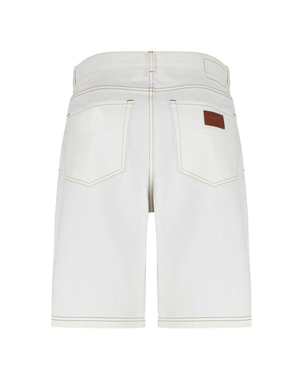 Fendi White Denim Shorts for men