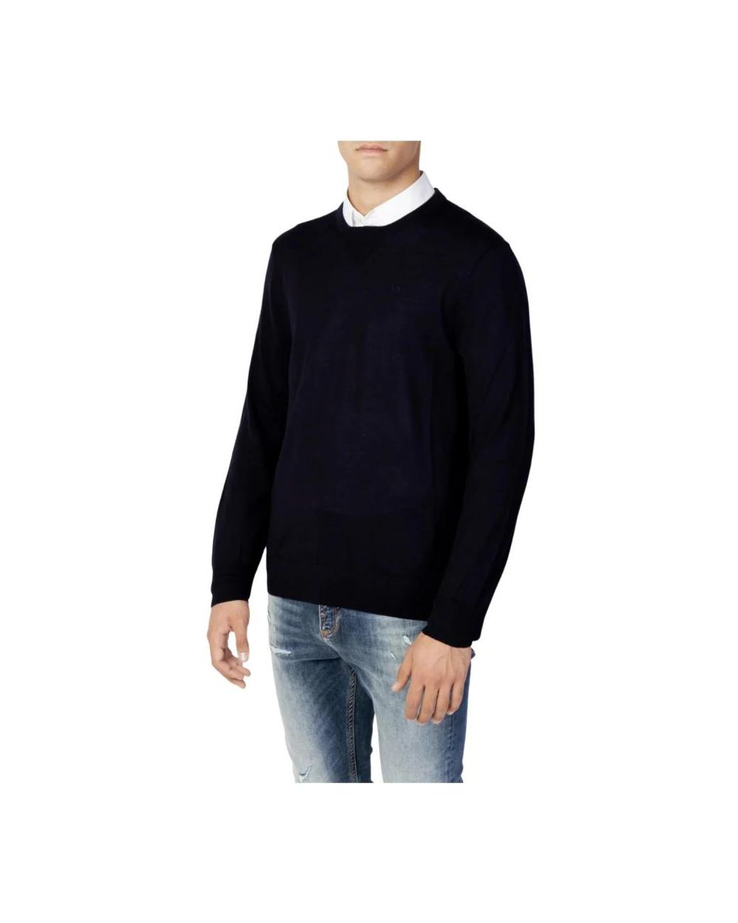 ARMANI EXCHANGE Blue Round-Neck Knitwear for men