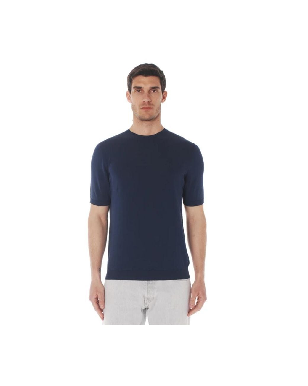 Irish Crone Blue Round-Neck Knitwear for men