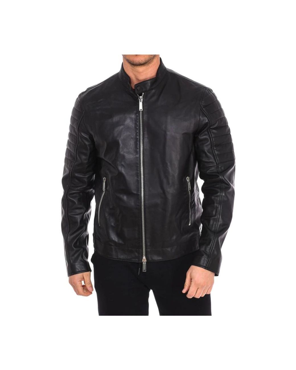 DSquared² Jassen ,Zwart ,Leer Leren Bikerjack Met Ritssluiting in het Black voor heren