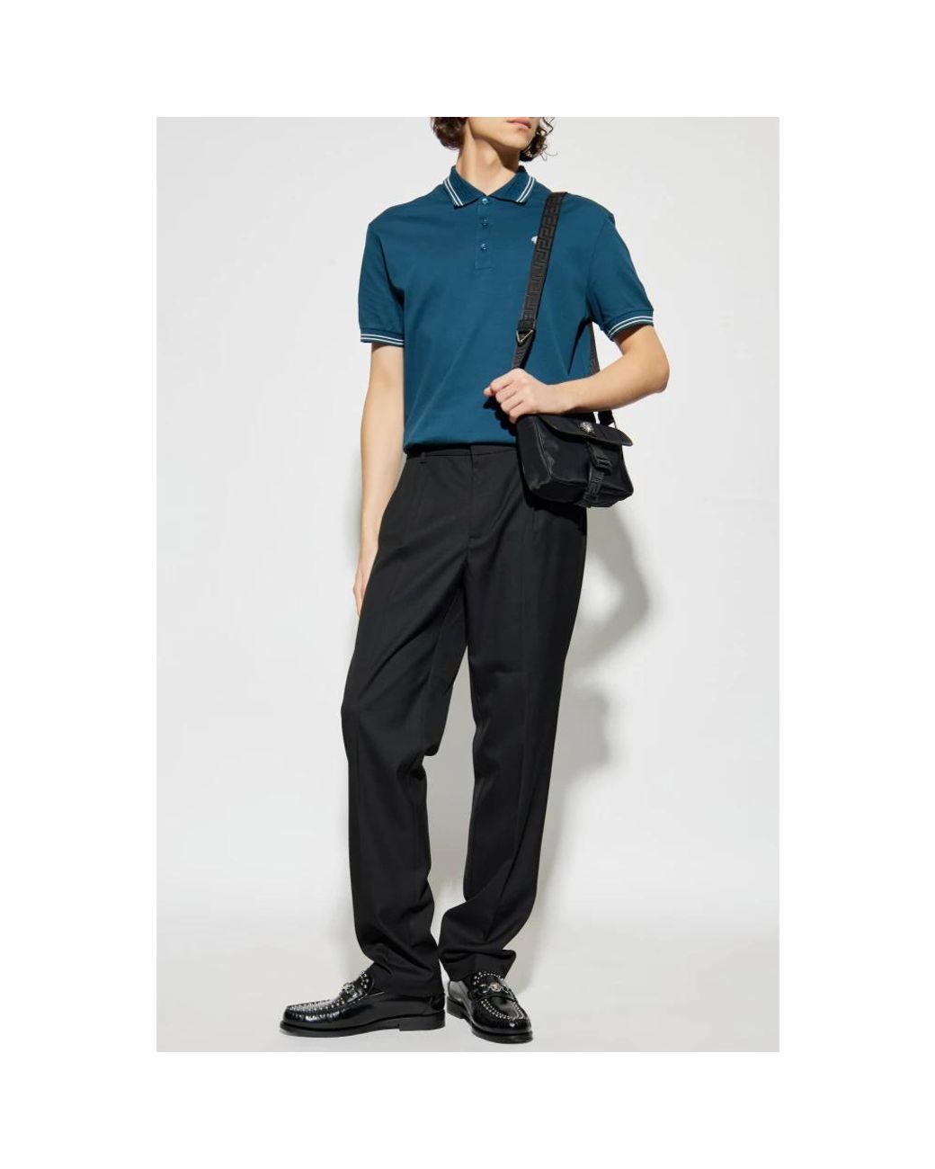 Polo Shirts Versace de hombre de color Blue