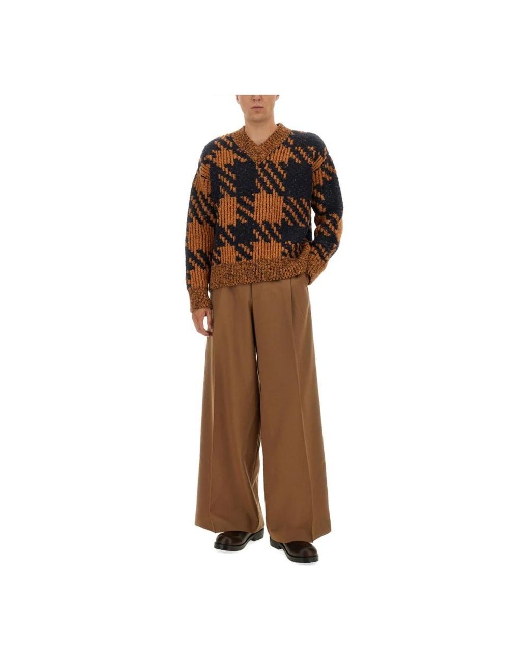 Dries Van Noten Brown V-Neck Knitwear for men