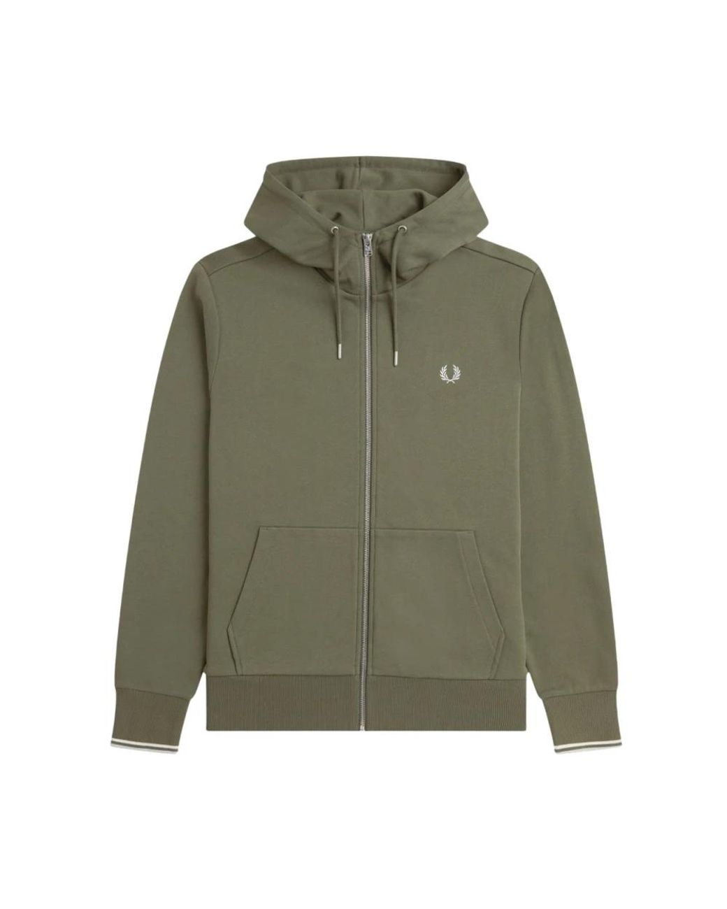Fred Perry Hooded Zip Through Sweatshirt in het Green voor heren