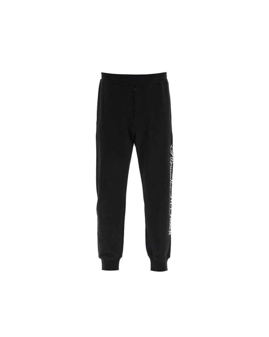 McQueen Black Logo Cotton Pants for men