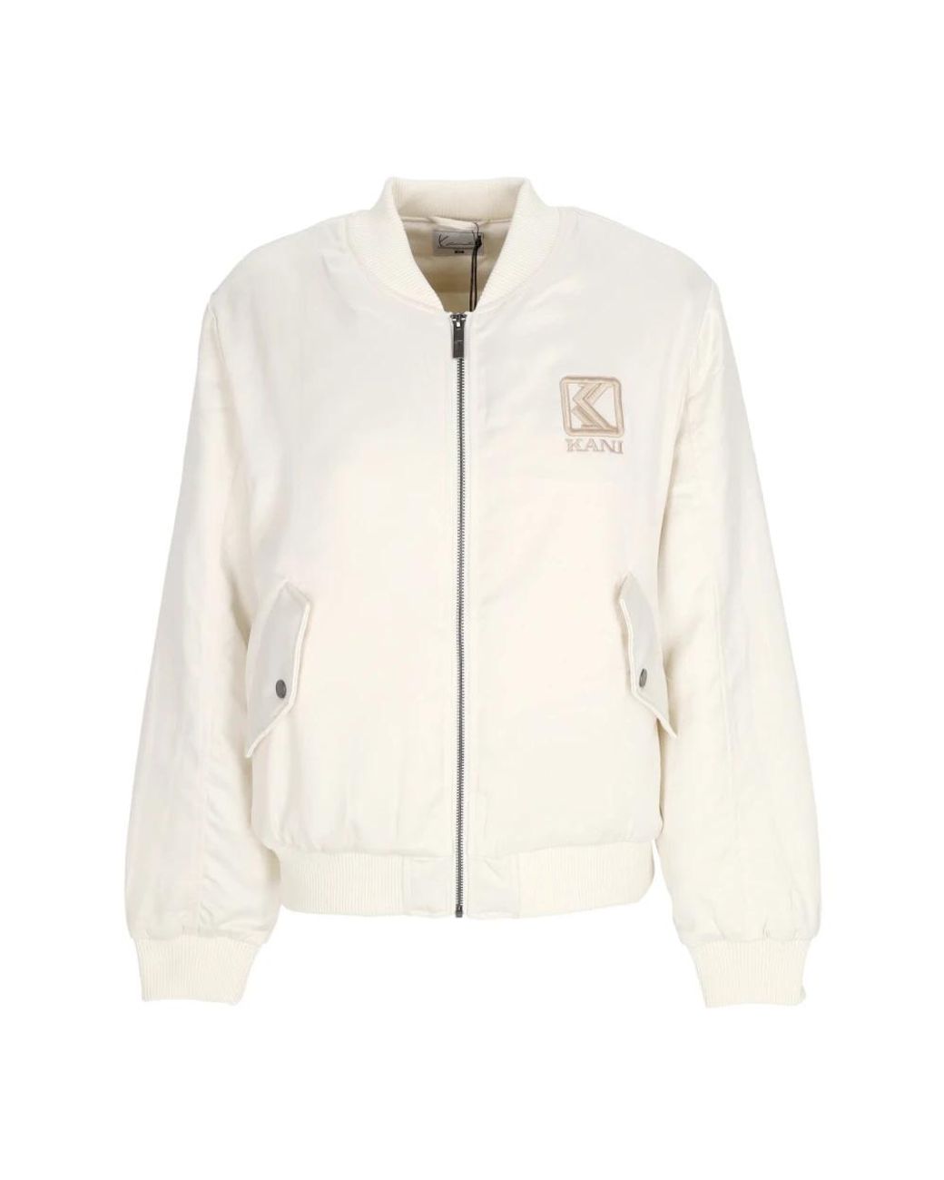 Karlkani Jassen ,Wit ,Polyester Satin Bomberjack Off in het Natural