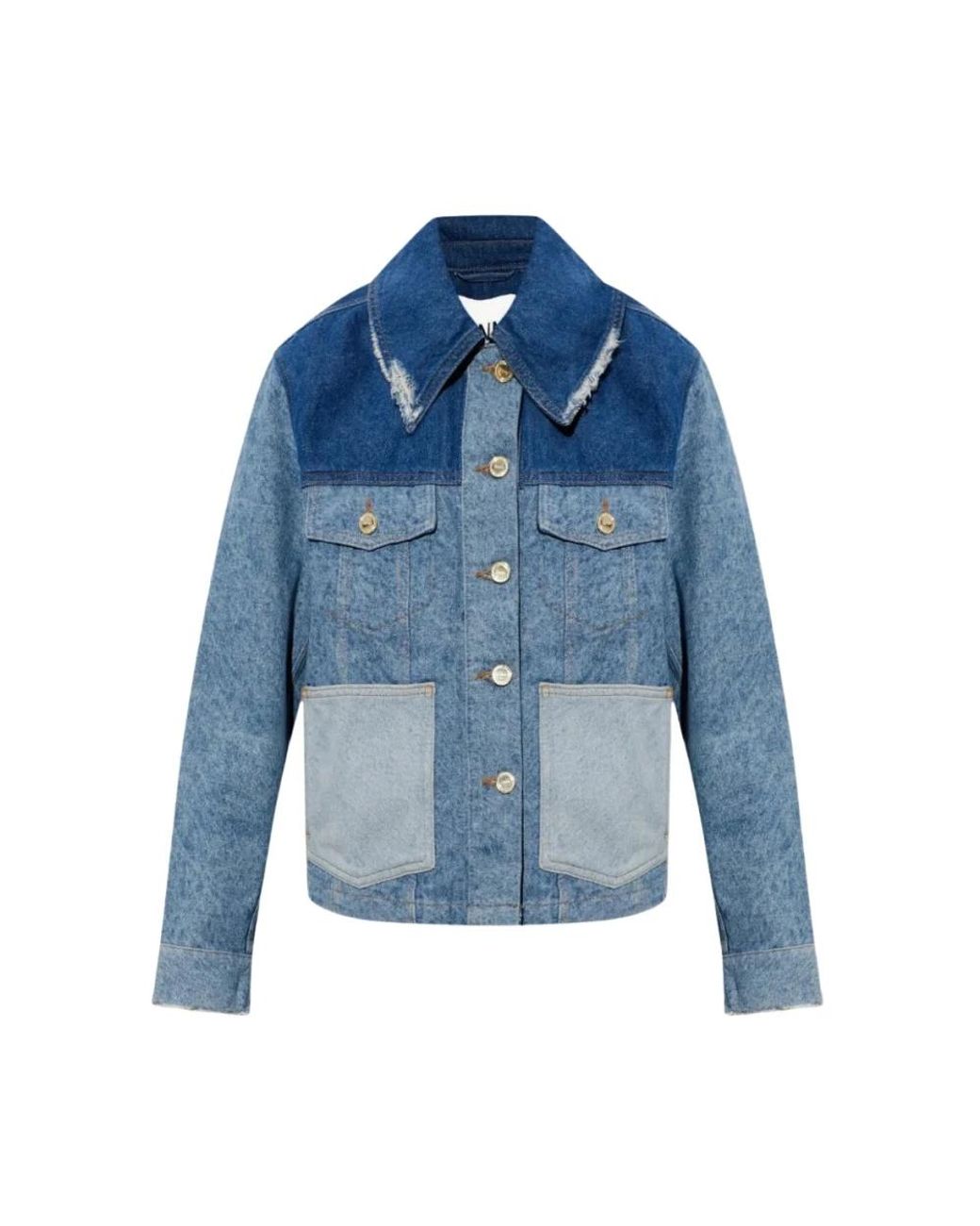Ganni Jassen ,Blauw ,Denim Patchwork Denim Jacket in het Blue