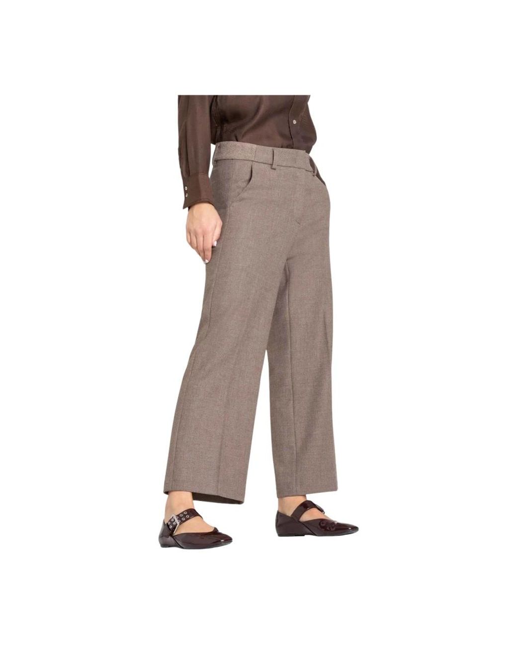 Cambio Broeken ,Grijs ,Wol Pantalón Culotte Met Ribdetail in het Brown