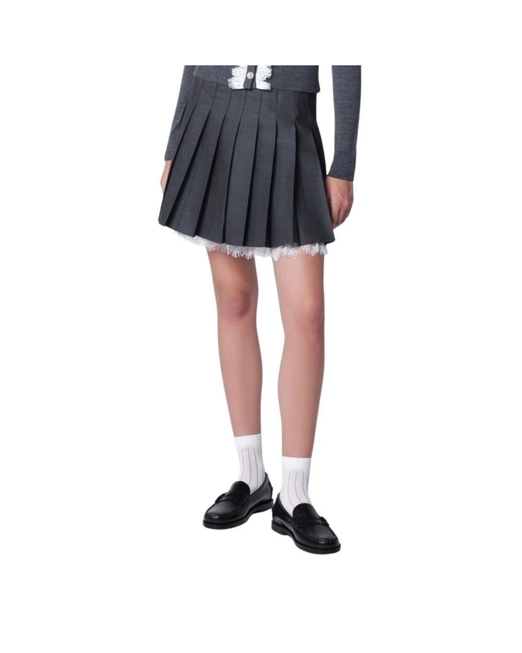 Self-Portrait Black Lace-Trim Mini Skirt