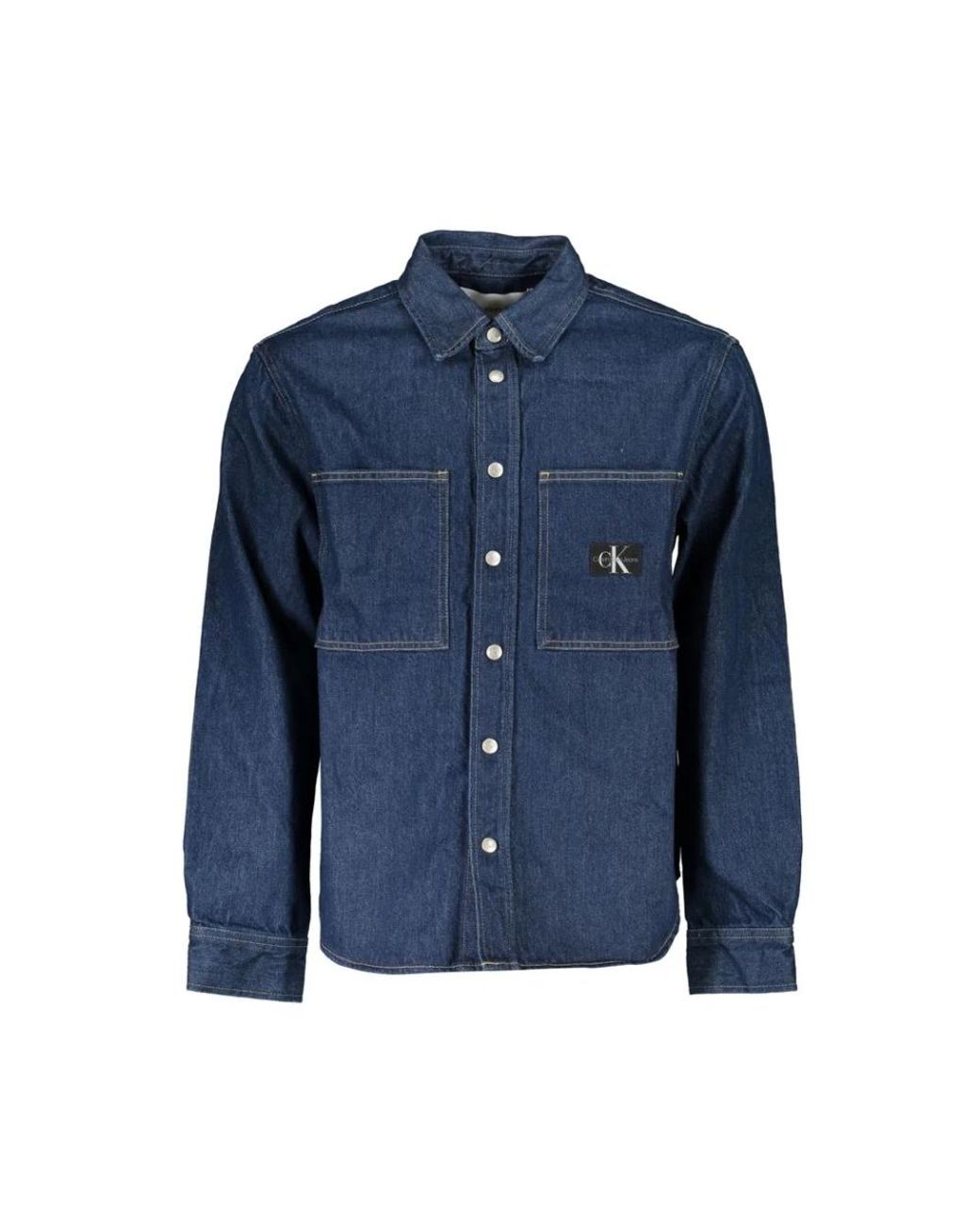 Calvin Klein Overhemden ,Blauw ,Katoen Cotton Jacket in het Blue voor heren
