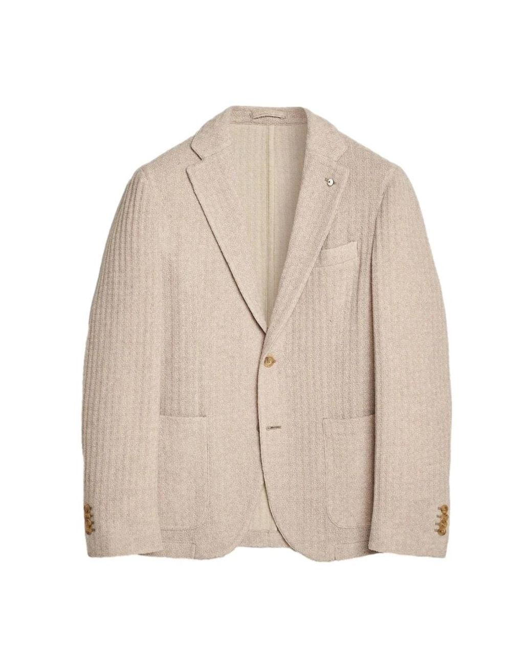 L.b.m. 1911 B.M. 1911, ,Jassen ,Wol Jersey Americana Slim Fit in het Natural voor heren