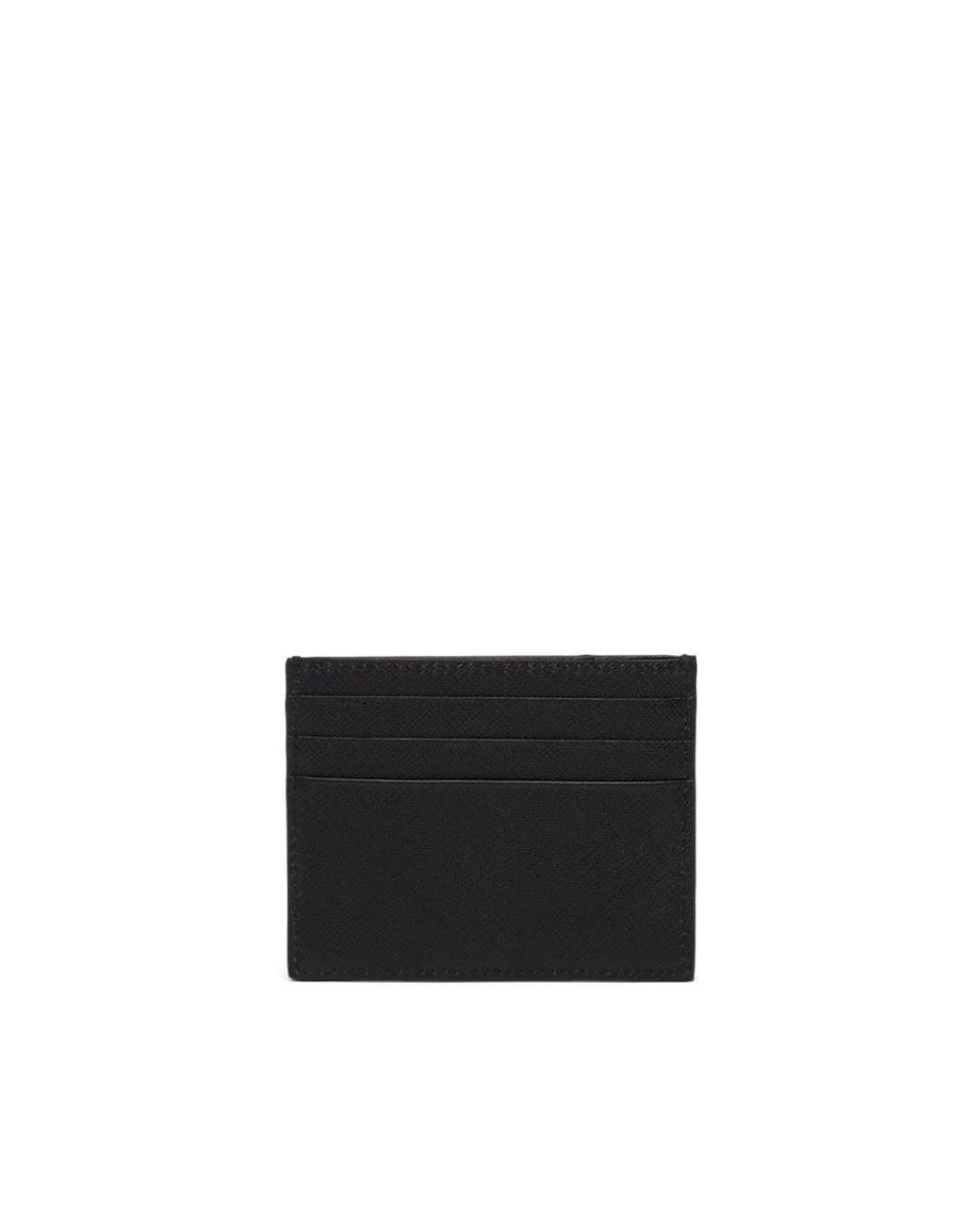 Prada Black Schwarzer Kompakter Kartenhalter Mit Logo Vorne