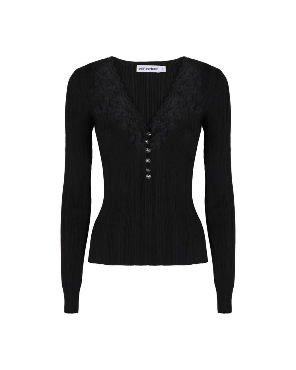 Self-Portrait Black V-Neck Knitwear