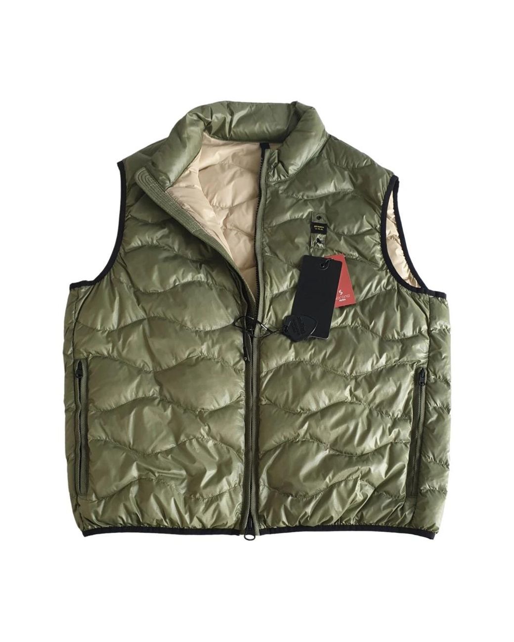 Blauer Jassen ,Groen ,Nylon Groene Gewatteerde Mouwloze Jas Met Ruitpatroon in het Green voor heren