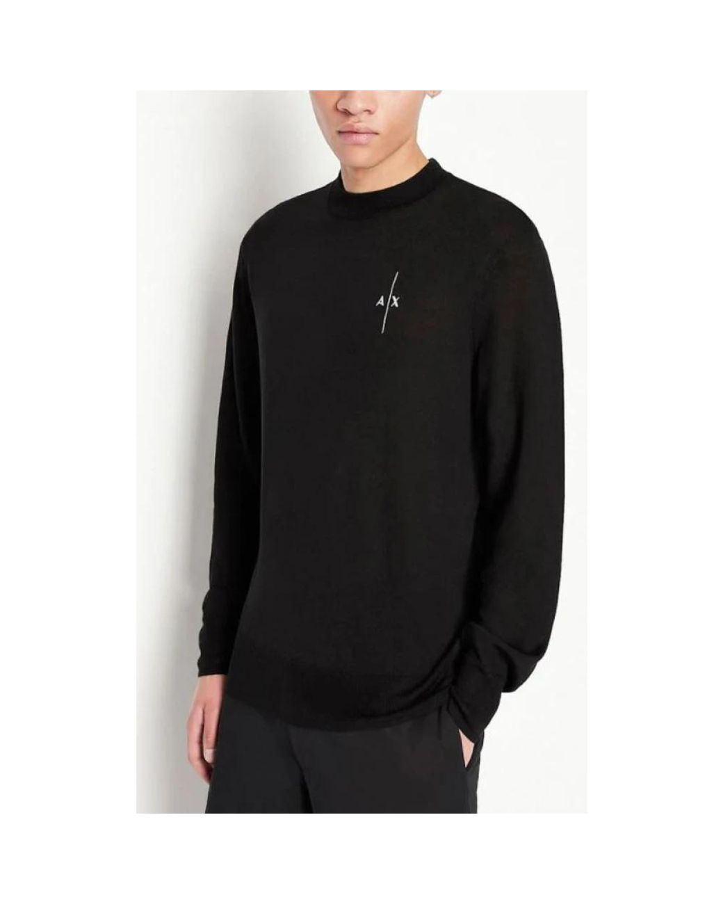 ARMANI EXCHANGE Black Round-Neck Knitwear for men