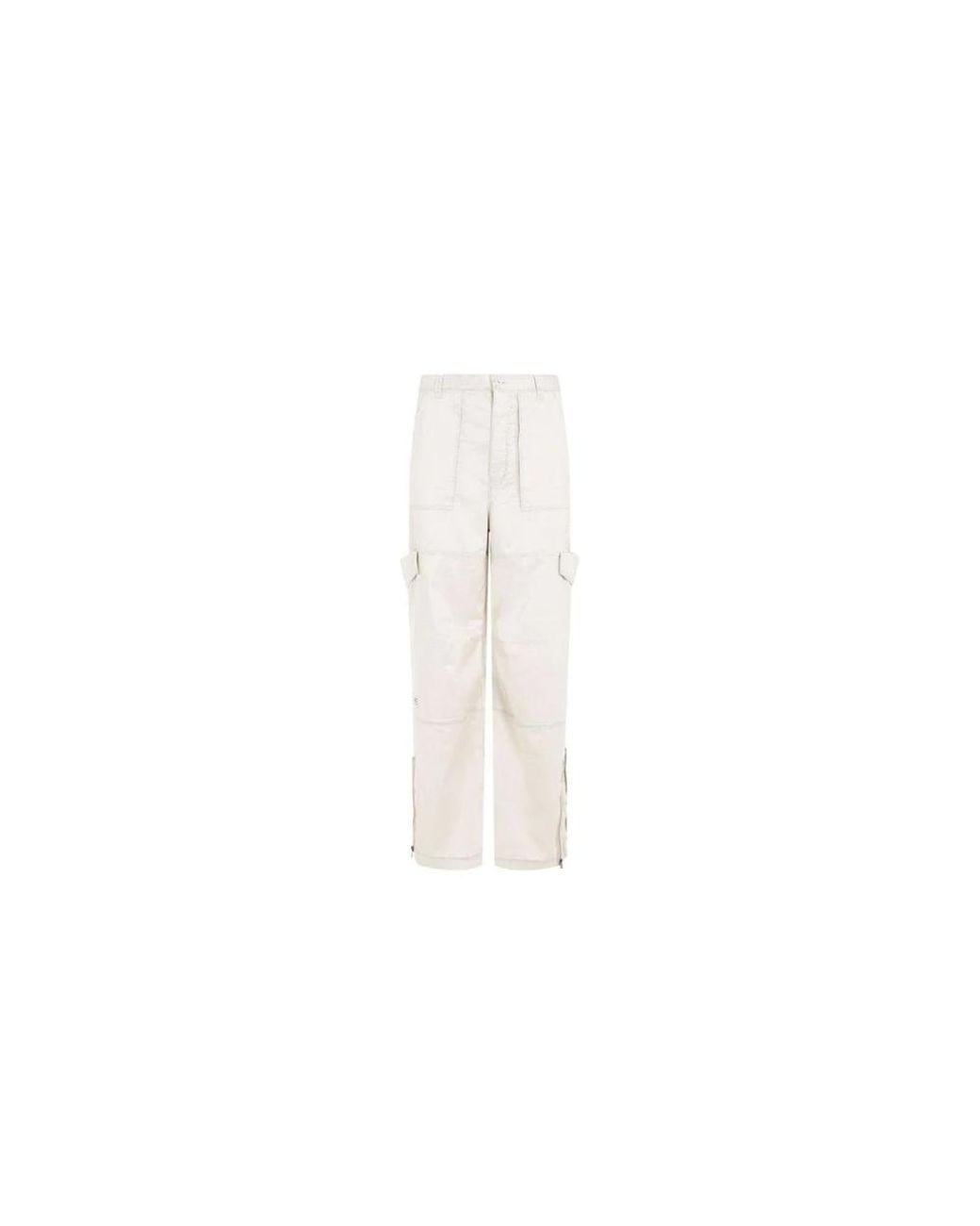Acne White Straight Trousers for men