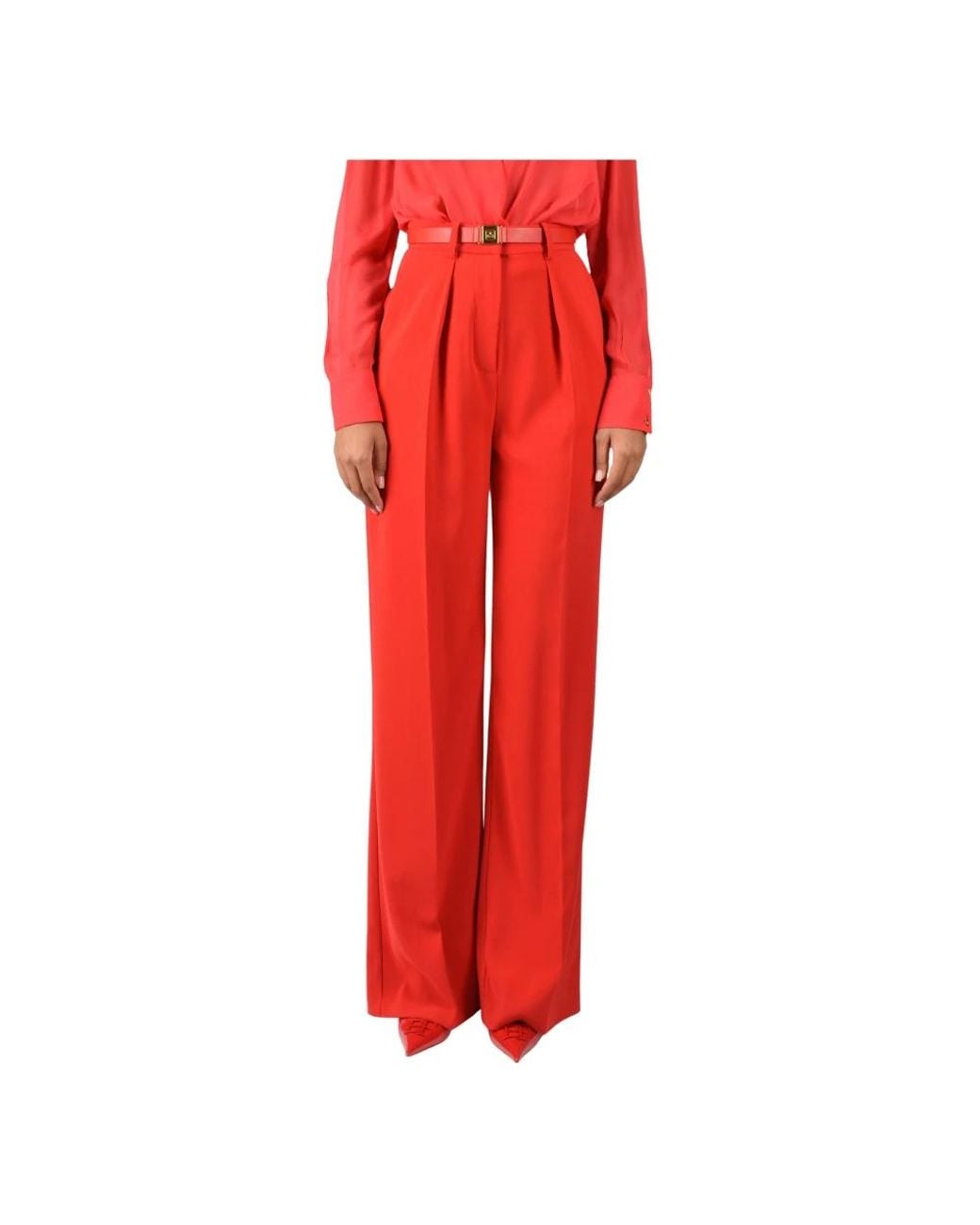 Elisabetta Franchi Red Wide Trousers