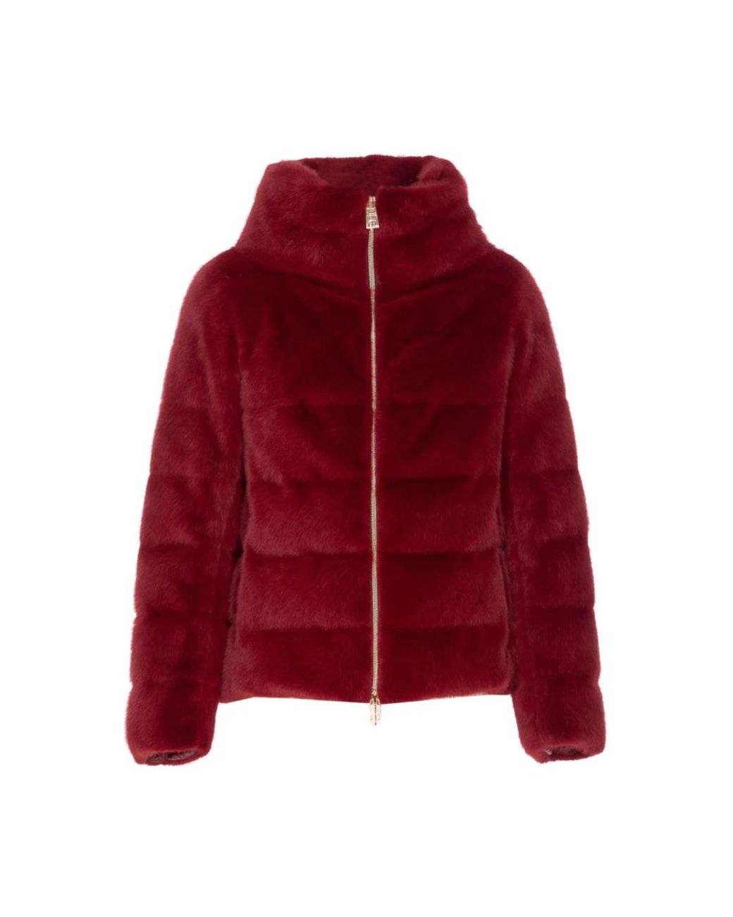 Herno Red Faux Fur Cape Down Jacket