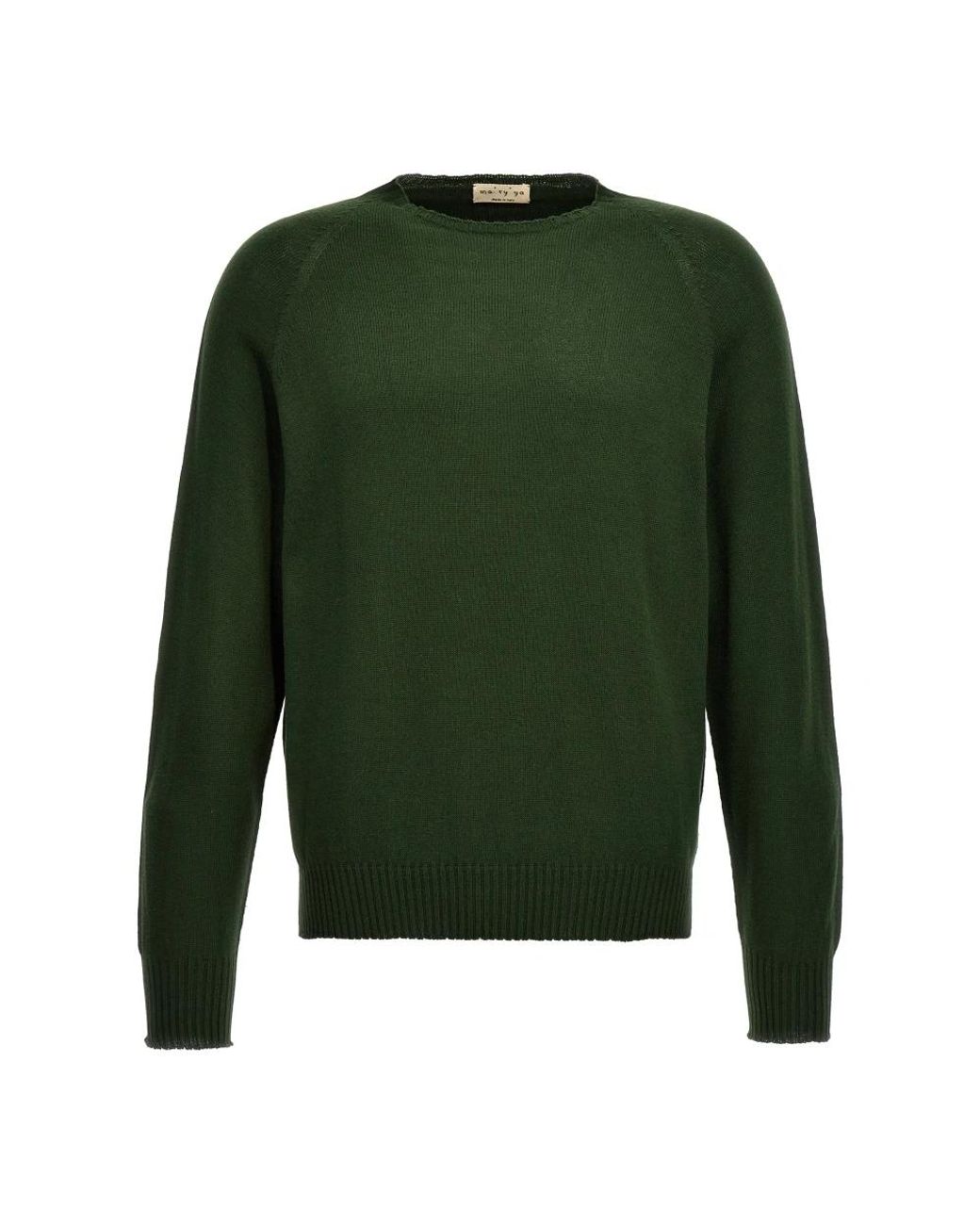 Ma'ry'ya Green Round-Neck Knitwear for men