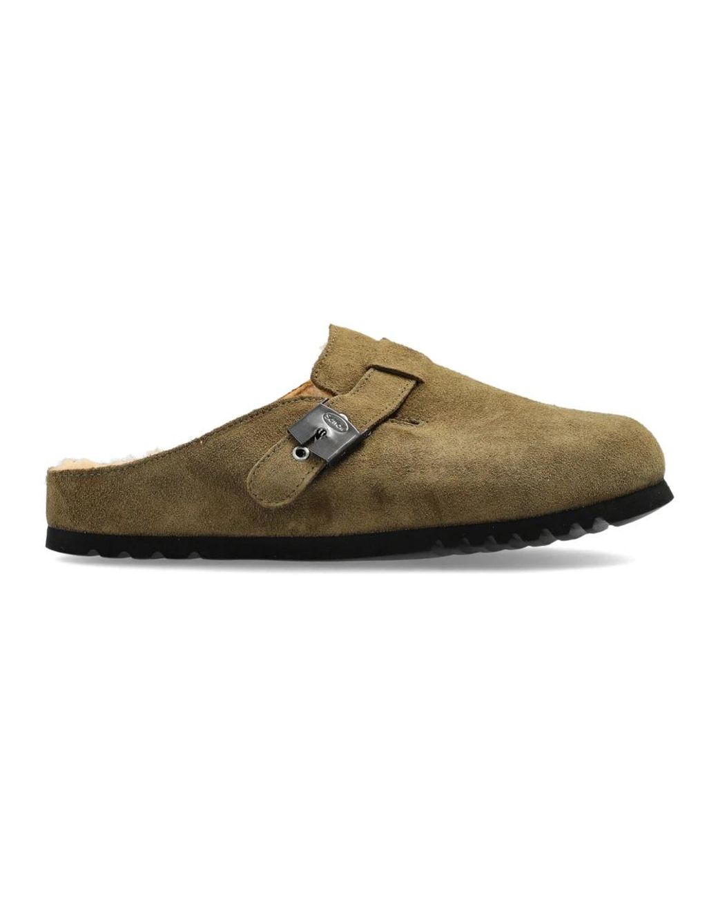 Scholl Brown Grace Fur Suede Slides
