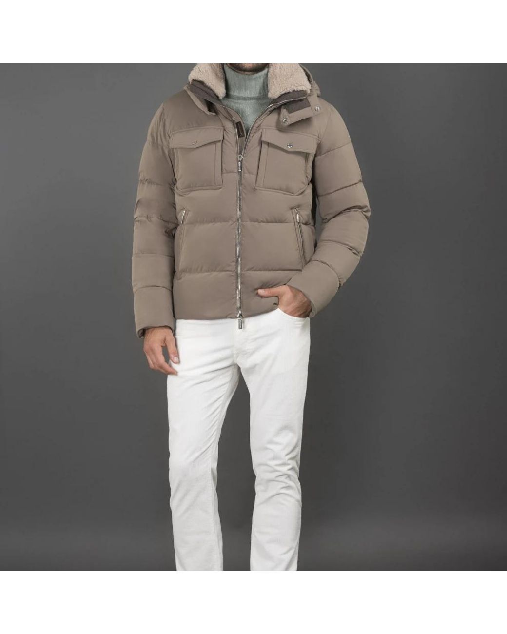 Moorer Brown Down Jackets for men