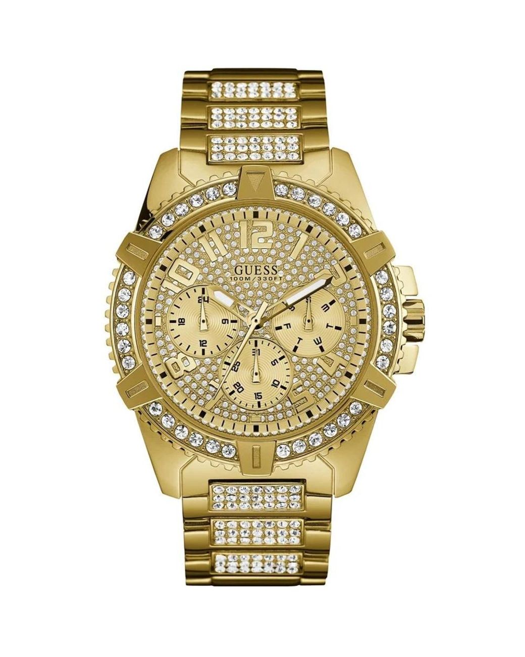 Guess Accessoires ,Geel ,Frontier W0799G2 Horloge in het Metallic voor heren