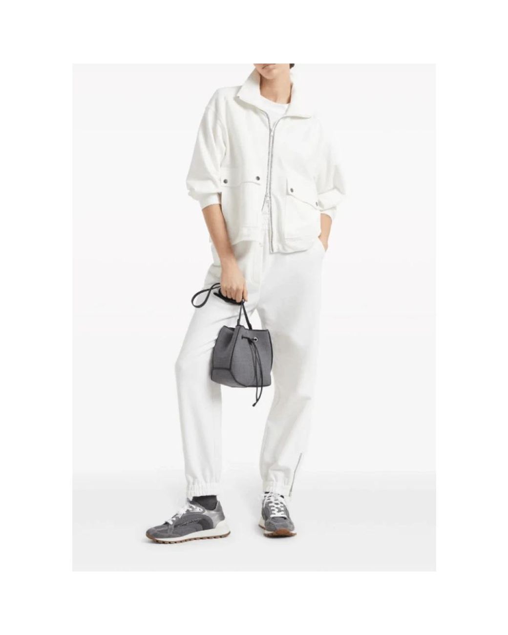 Brunello Cucinelli White Tapered Cotton Jersey Sweatpants