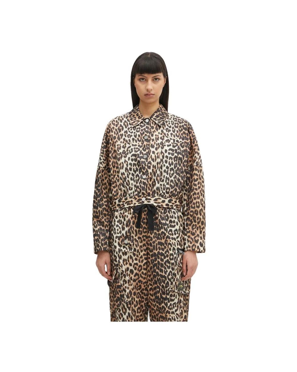 Ganni Gecoate Nylon Jas in het Brown